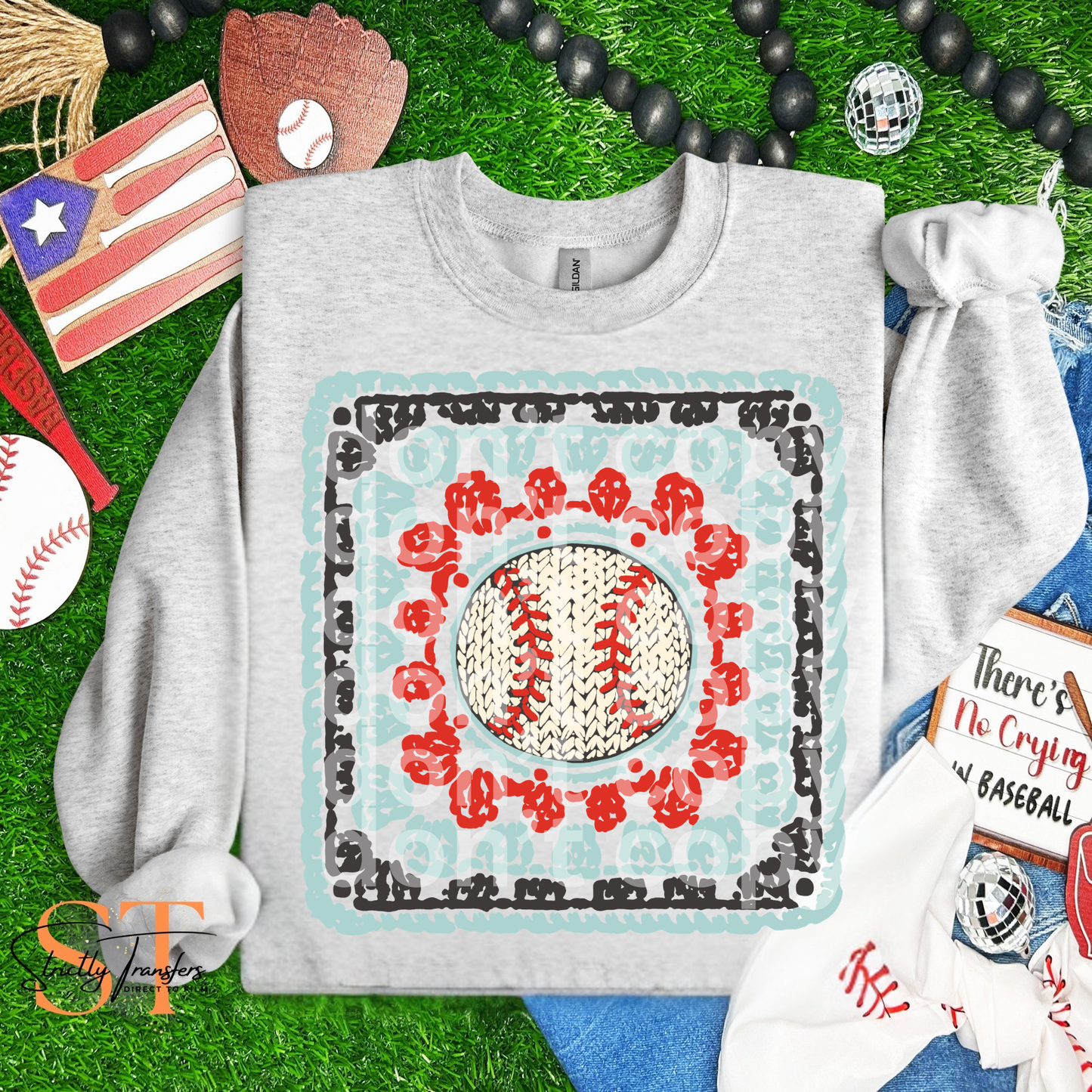 Baseball Granny Square Direct to Film Transfers