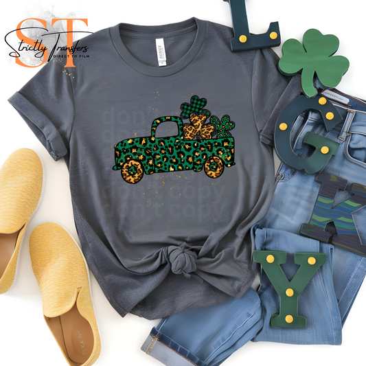 Faux Glitter Leopard St. Patrick's Truck Direct to Film Transfers