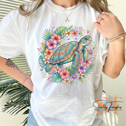 Floral Sea Turtle Direct to Film Transfers