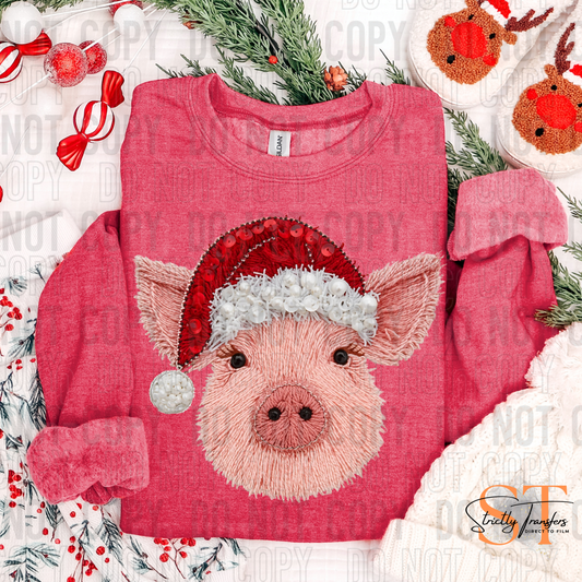 Christmas Pig Faux Yarn Direct to Film Transfers