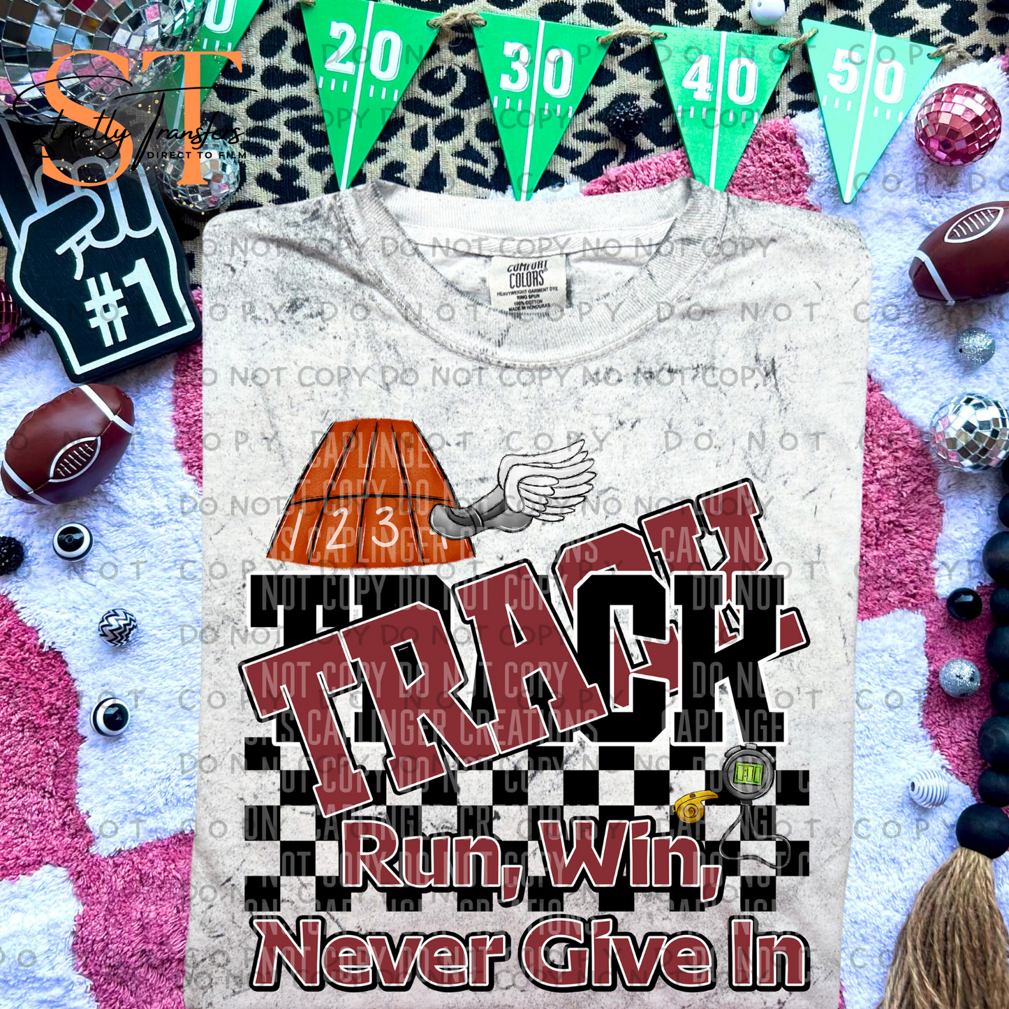 Run, Win, Never Give In Track Direct to Film Transfers