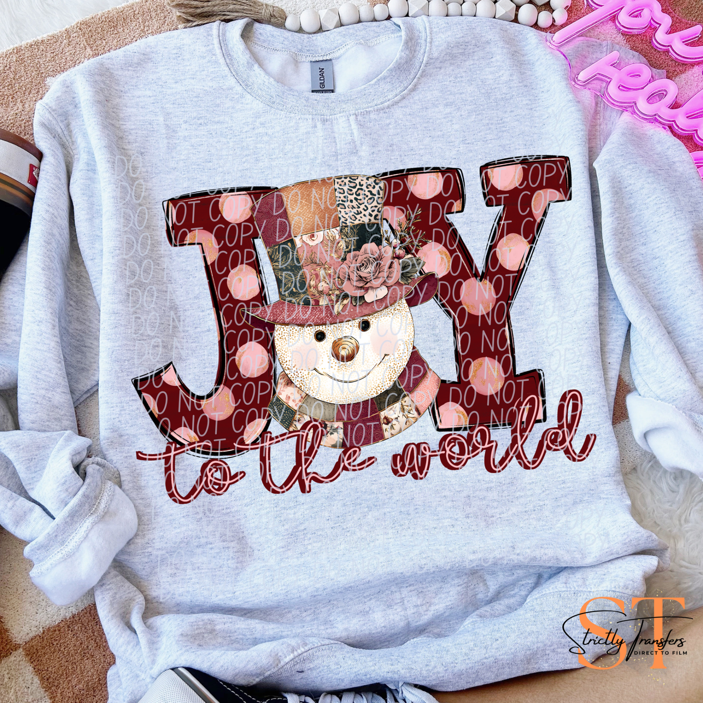 Joy to the World Snowman - 3 Options Direct to Film Transfers