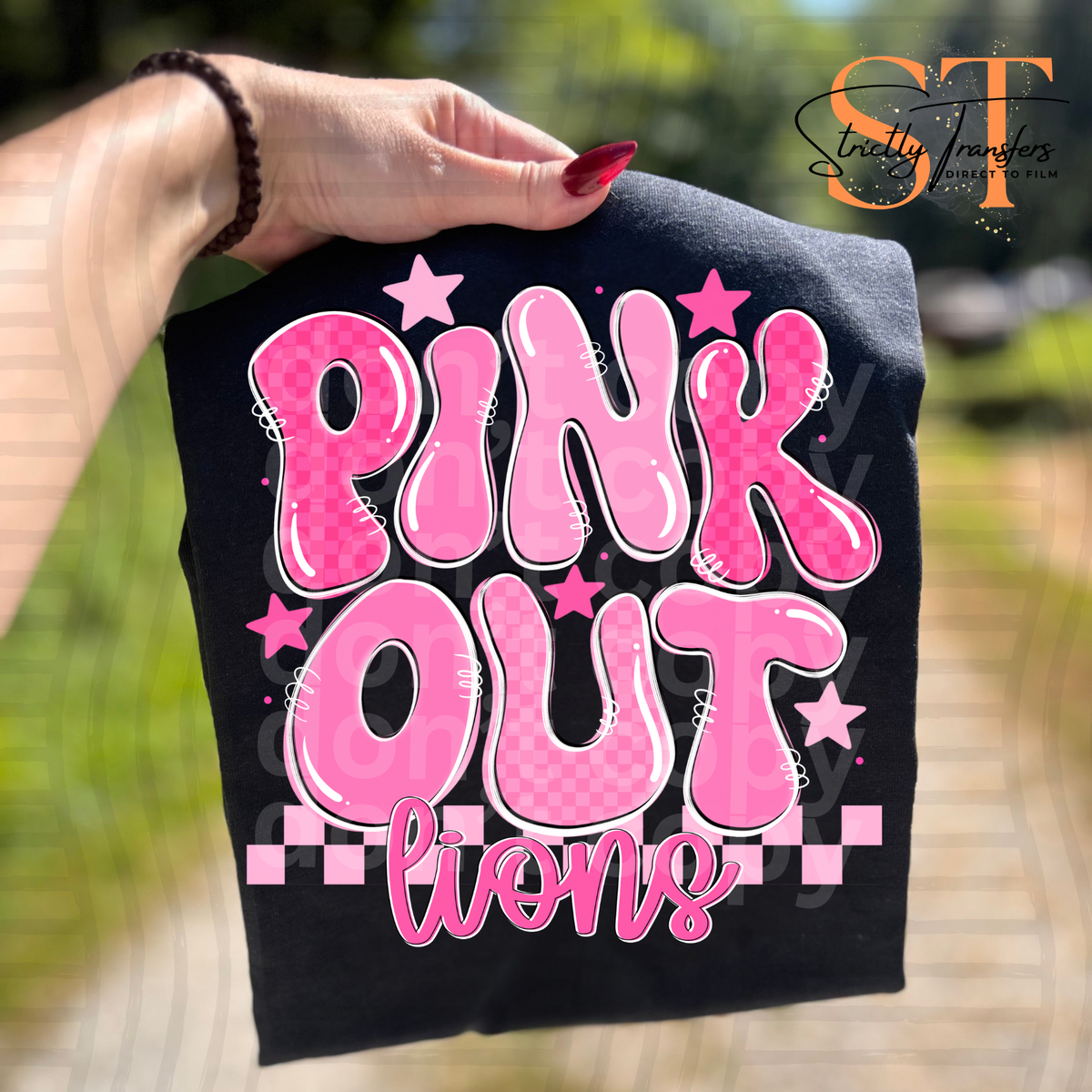 Pink Out Bubble Mascots Direct to Film Transfers