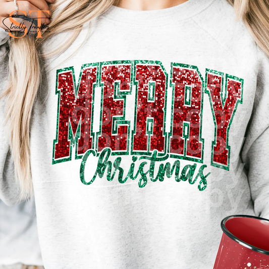 Merry Christmas Faux Glitter Direct to Film Transfers