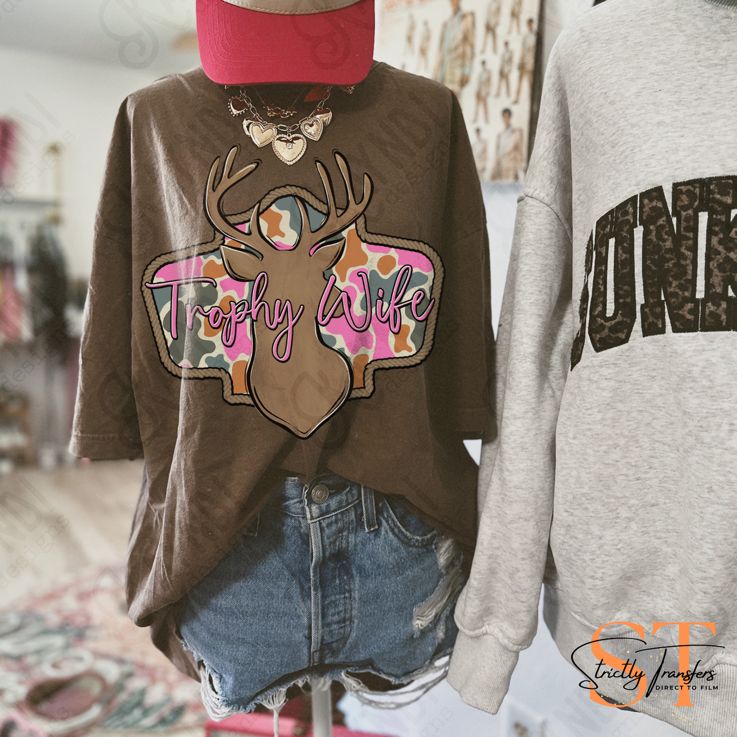 Trophy Wife Pink Direct to Film Transfers