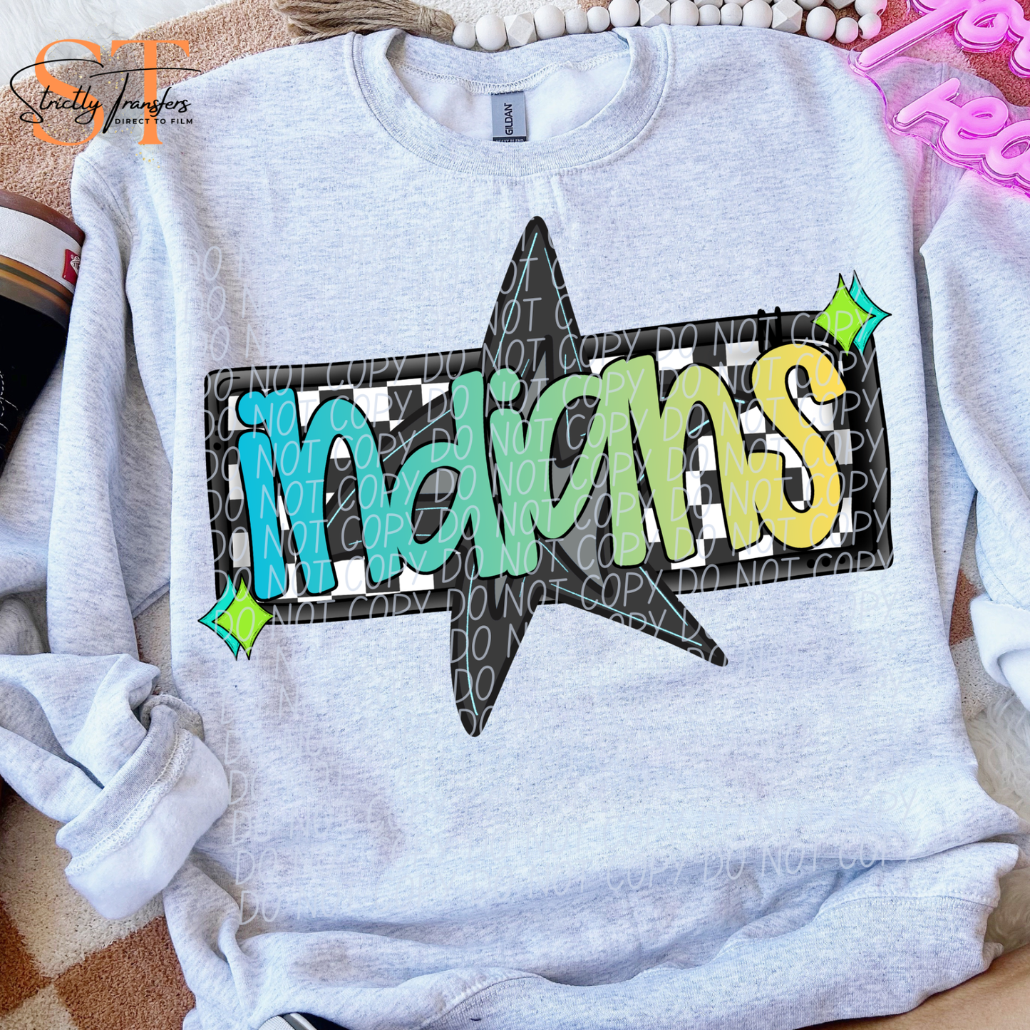 Indians Checkered Skater Boy Direct to Film Transfers