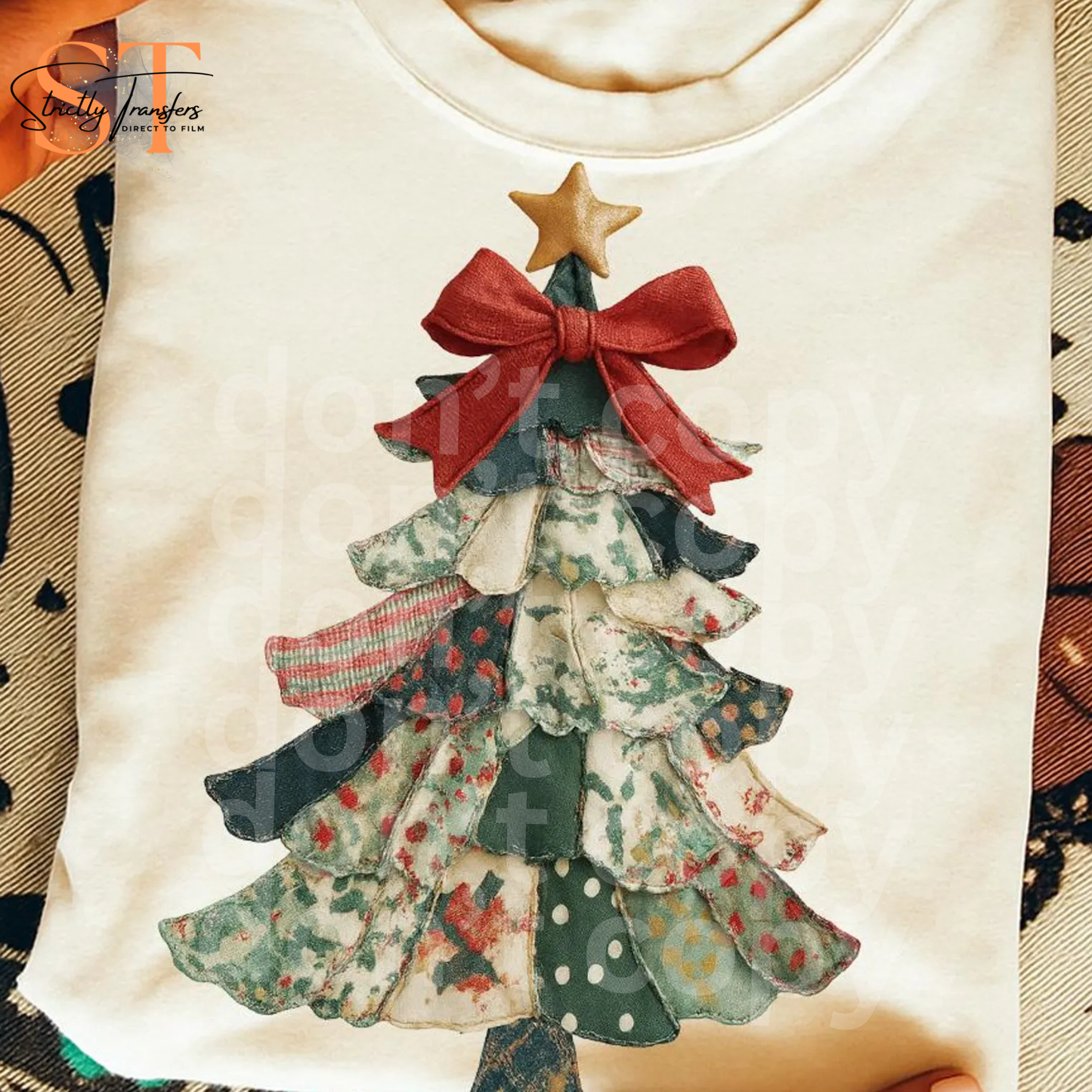 Patchwork Christmas Tree Direct to Film Transfers