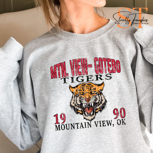Mountain View Gotebo Tigers Weathered Direct to Film Transfers