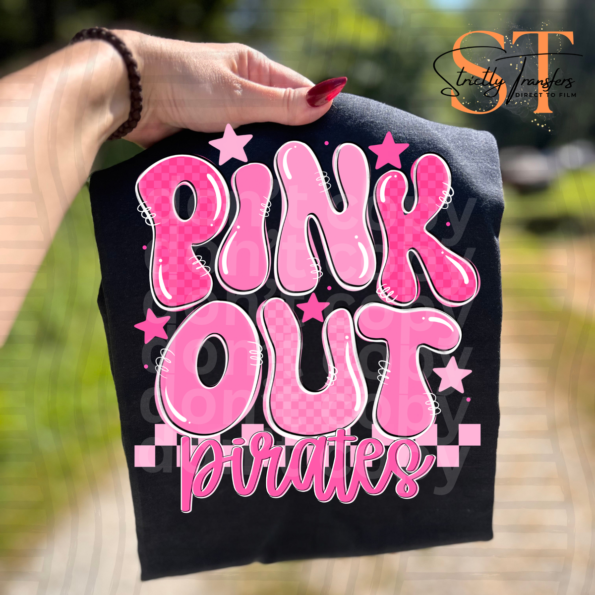 Pink Out Bubble Mascots Direct to Film Transfers