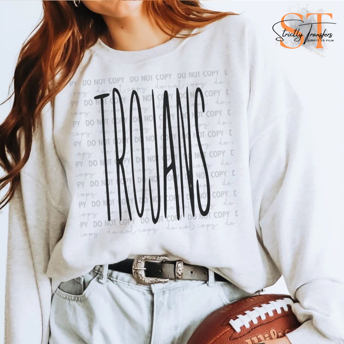 Trojans Skinny Oversized - 2 Colors Direct to Film Transfers