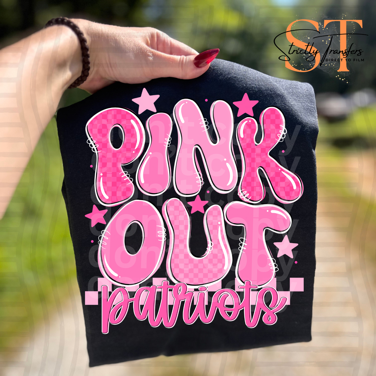 Pink Out Bubble Mascots Direct to Film Transfers
