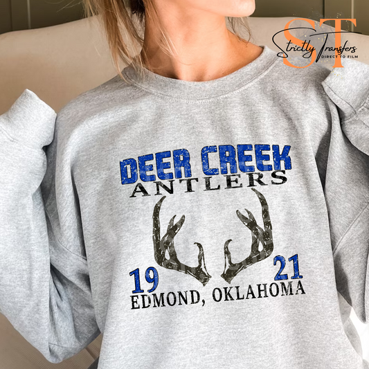 Deer Creek Antlers Weathered Direct to Film Transfers