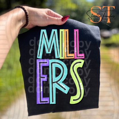 Bright Striped Doodle Mascots Direct to Film Transfers