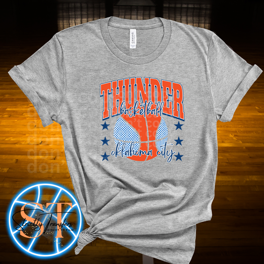 Checkered Retro Thunder Basketball Direct to Film Transfers
