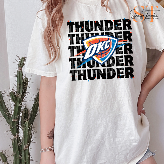 Thunder Basketball with Logo Direct To Film Transfer