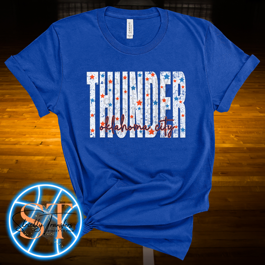 Weathered White Thunder Basketball Stars Direct to Film Transfers