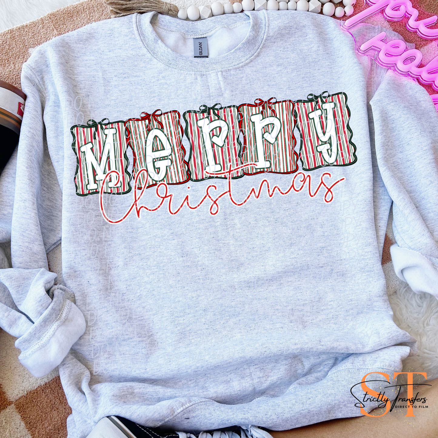 Merry Christmas Banner - Multiple Options Direct to Film Transfers