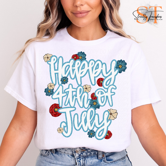 Happy 4th of July Flowers Direct to Film Transfers