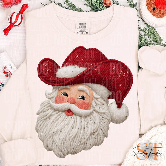 Cowboy Santa Faux Yarn Direct to Film Transfers