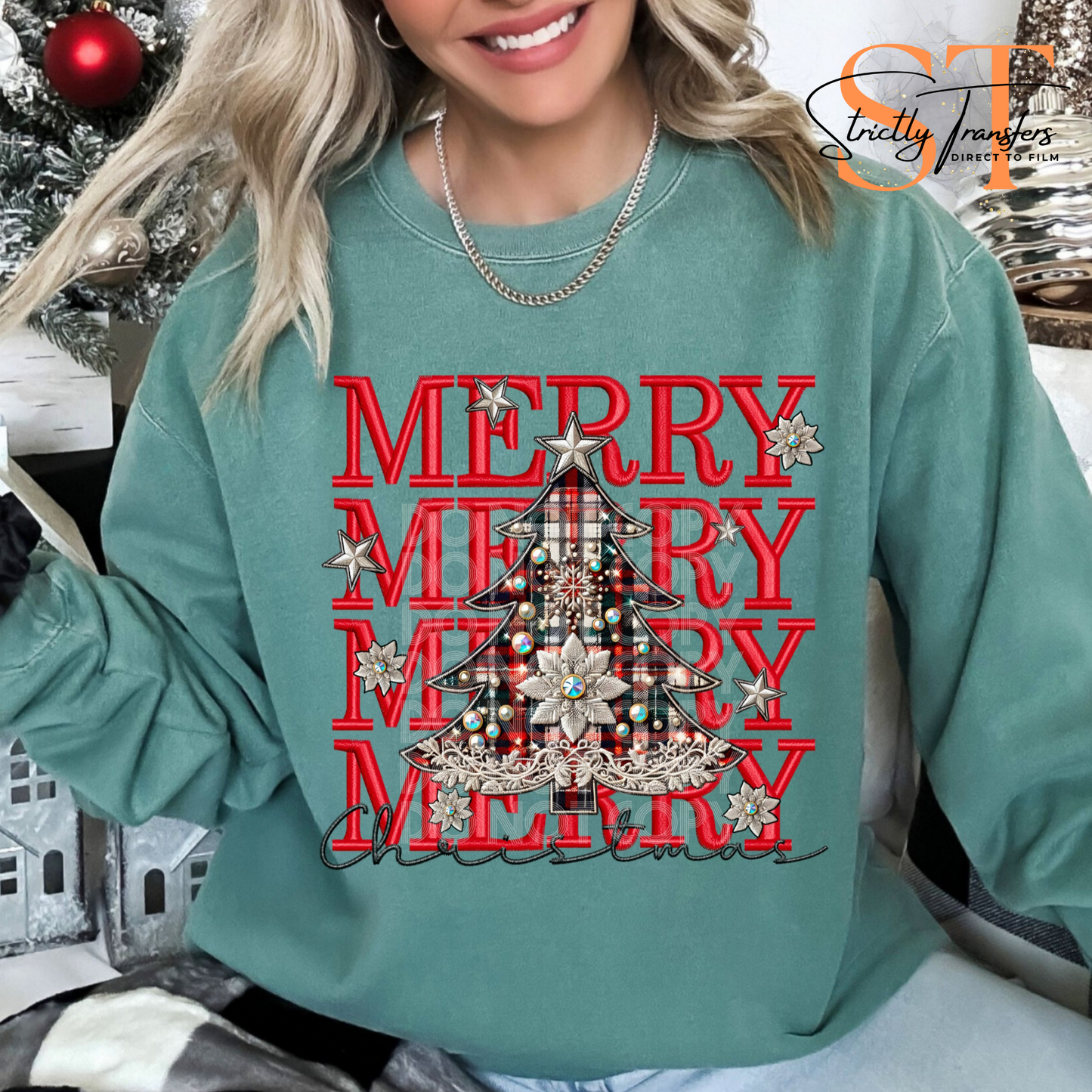 Merry Merry Merry Faux Embroidery Direct to Film Transfers