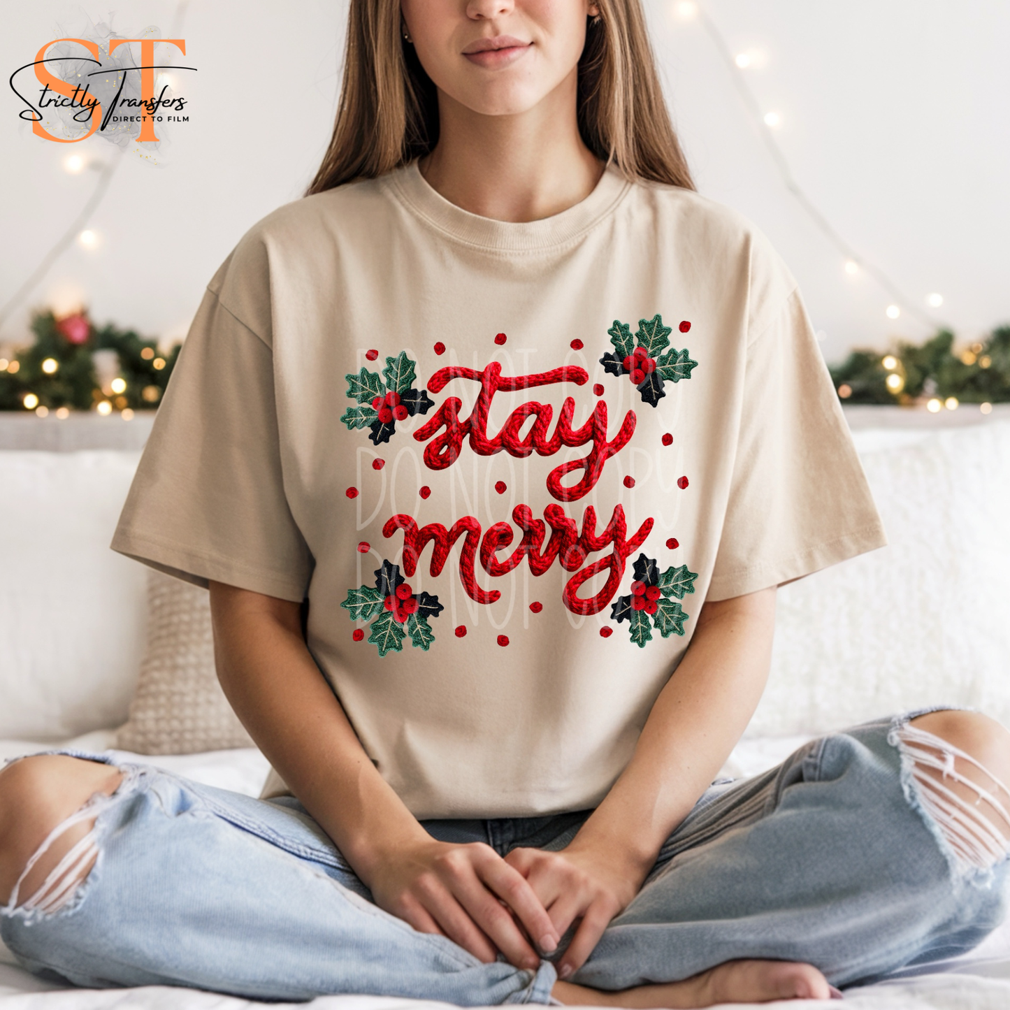 Stay Merry Faux Yarn Direct to Film Transfers