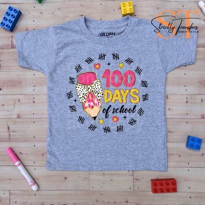 100 Days of School Pencil Tally Direct to Film Transfers