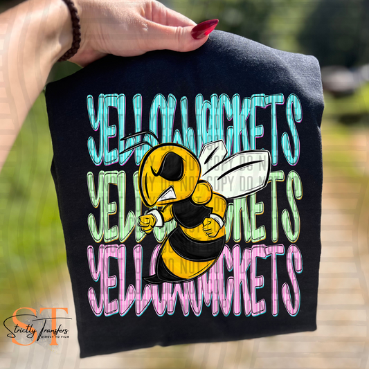 Yellowjackets Seersucker Mascot Head Direct to Film Transfers