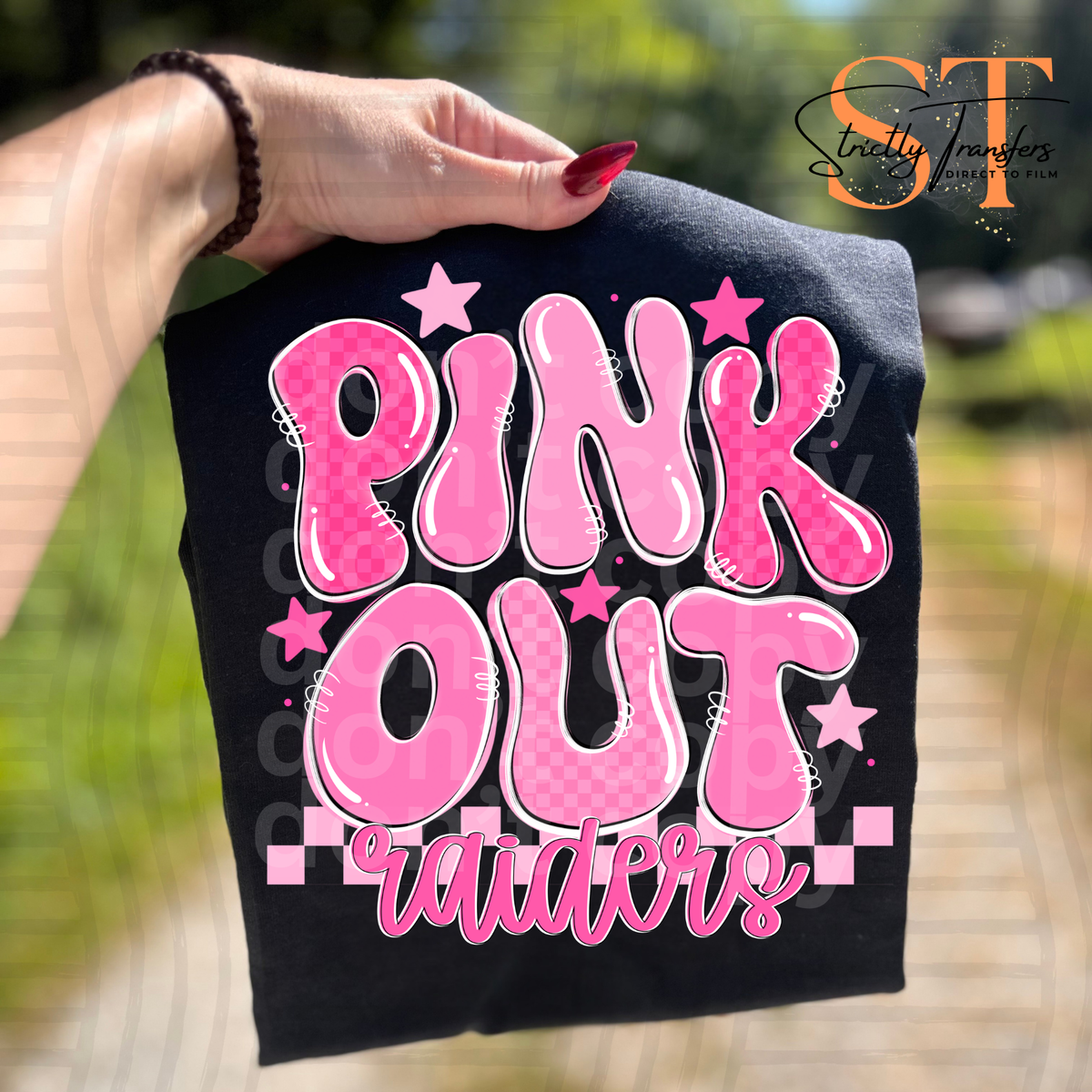 Pink Out Bubble Mascots Direct to Film Transfers