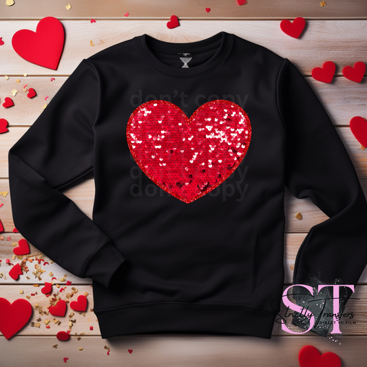 Red Faux Sequin Heart Direct to Film Transfers