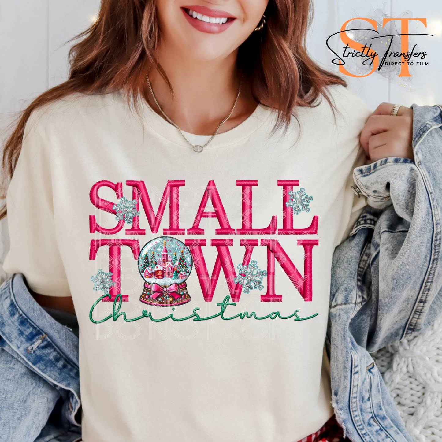 Small Town Christmas Faux Embroidery Direct to Film Transfers