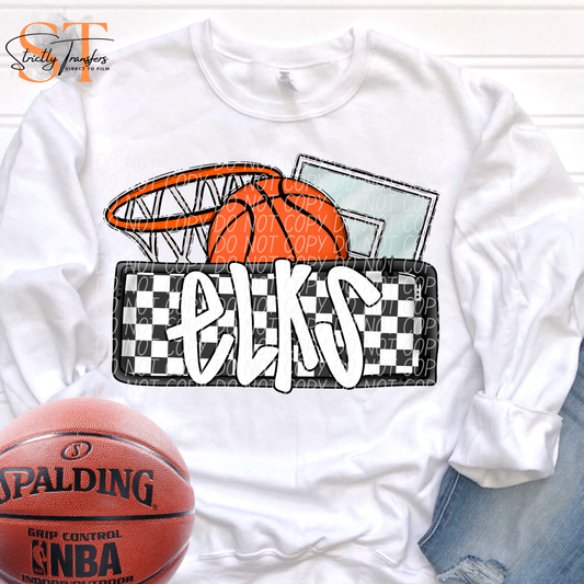 Elks Checkered Basketball Direct to Film Transfers