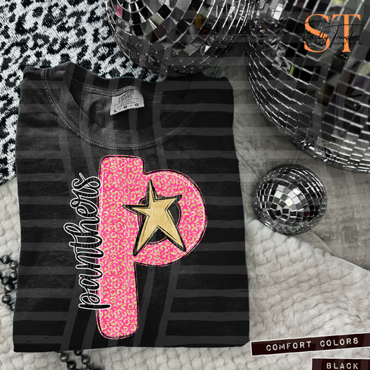 Panthers Pink Leopard Initial Direct to Film Transfers