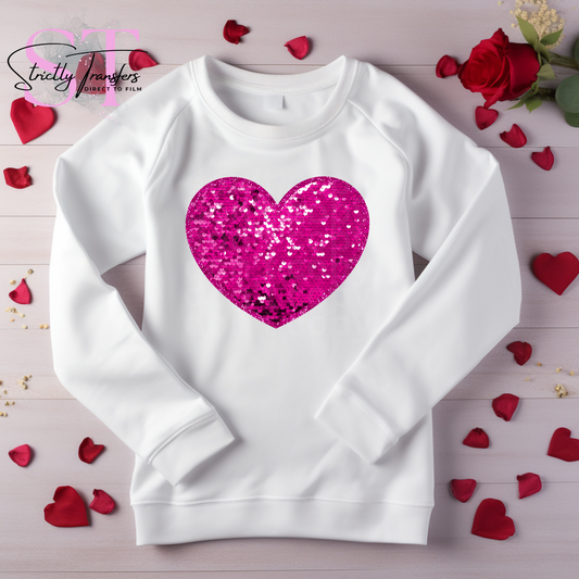 Pink Faux Sequin Heart Direct to Film Transfers
