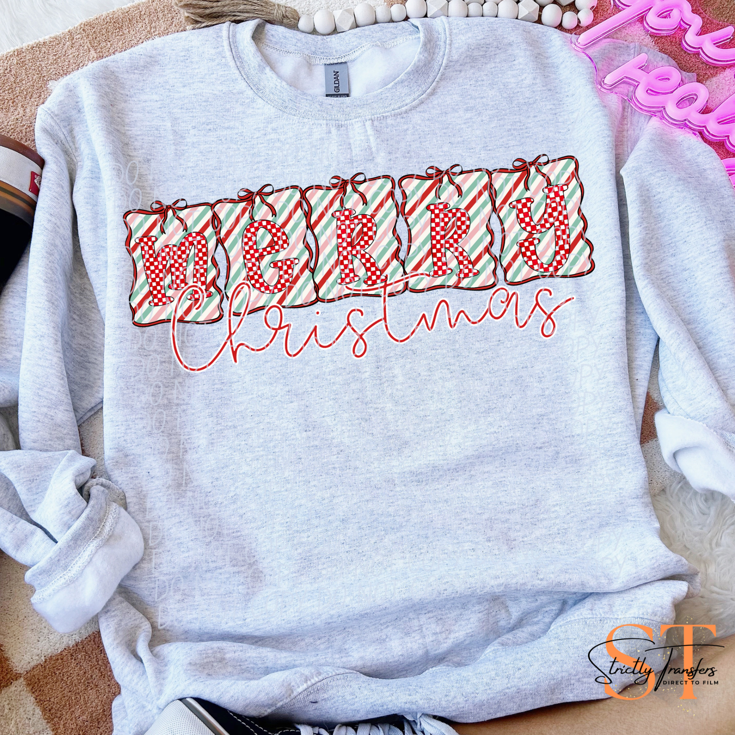 Merry Christmas Banner - Multiple Options Direct to Film Transfers