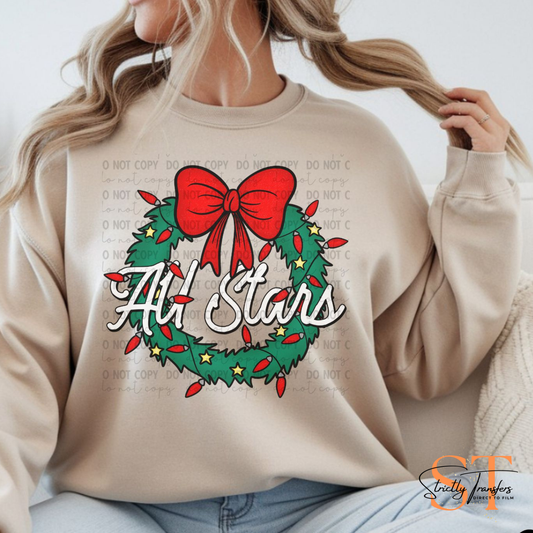 All Stars Christmas Wreath Direct to Film Transfers