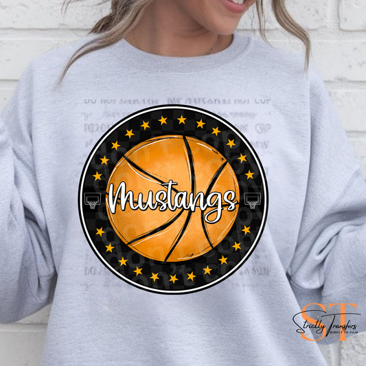 Mustangs Basketball Star Circle Direct to Film Transfers