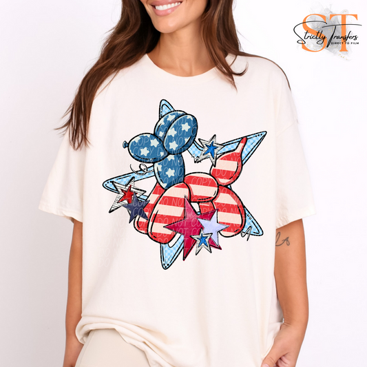 Patriotic Balloon Dog Direct to Film Transfers