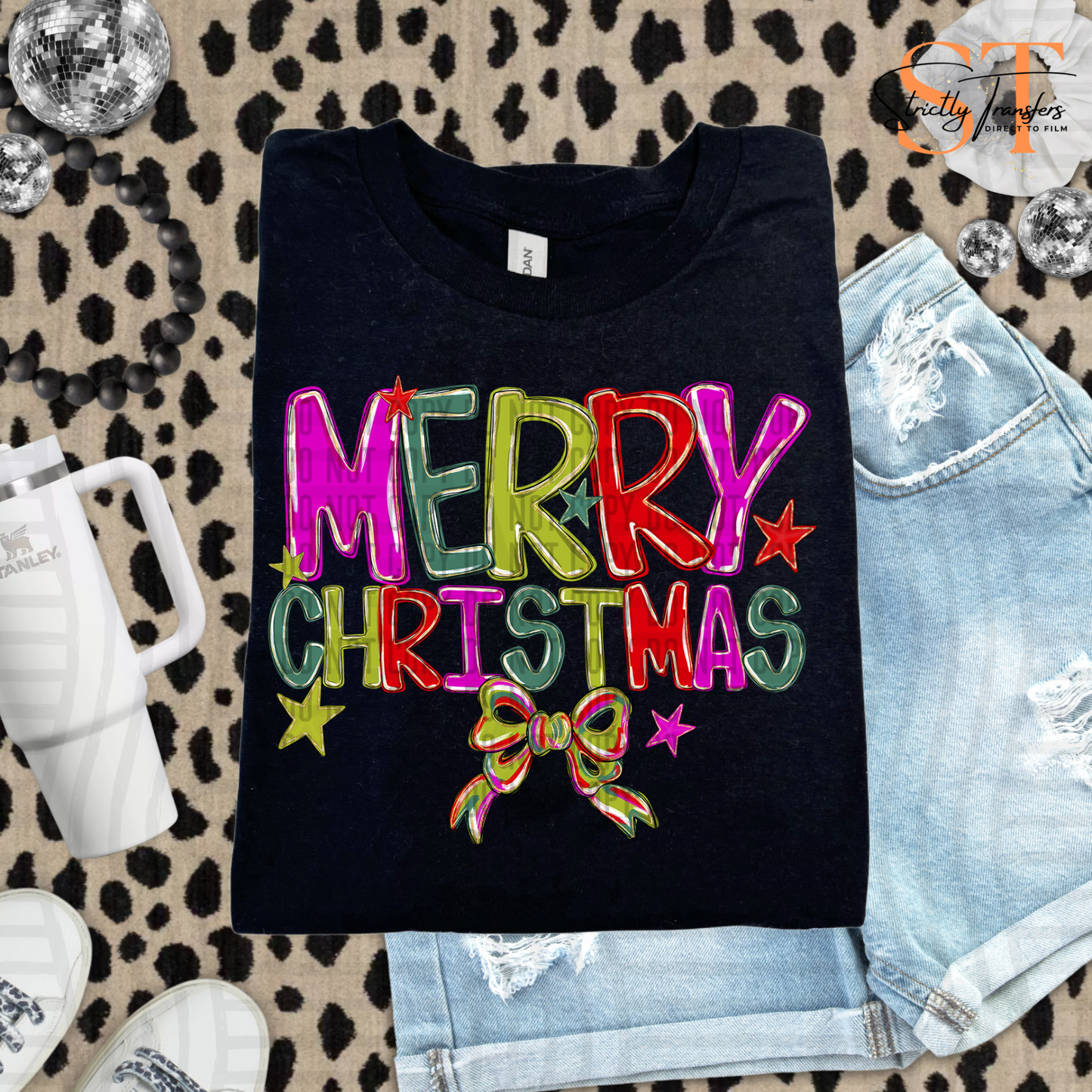 Colorful Merry Christmas - 2 Options Direct to Film Transfers