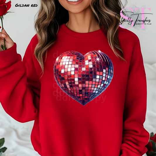 Valentine Red Disco Heart Direct to Film Transfers