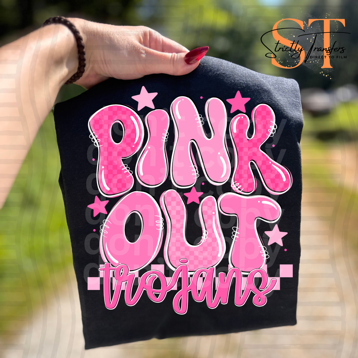 Pink Out Bubble Mascots Direct to Film Transfers