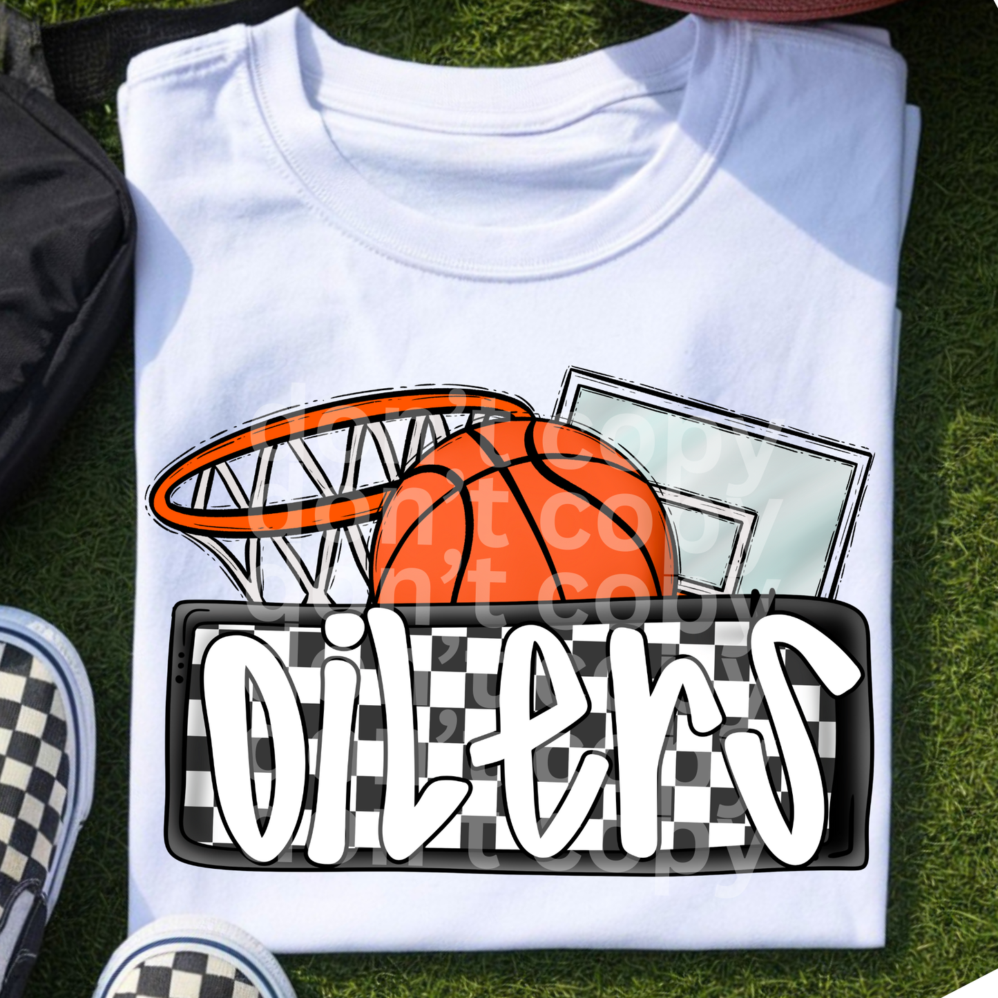 Oilers Checkered Basketball Direct to Film Transfers