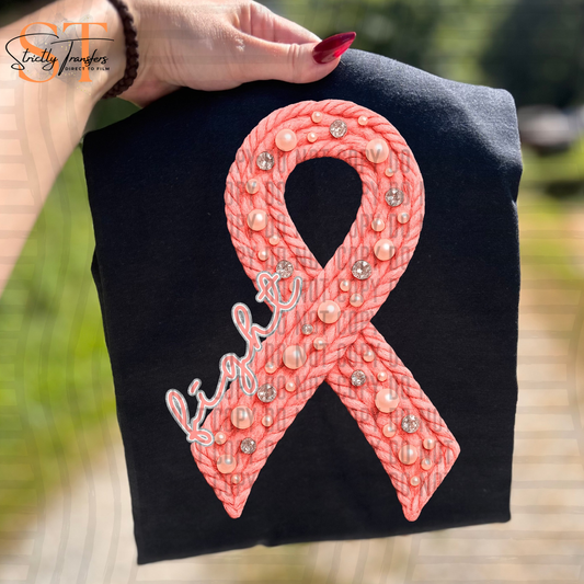 Faux Yarn Pink Ribbon Direct to Film Transfers
