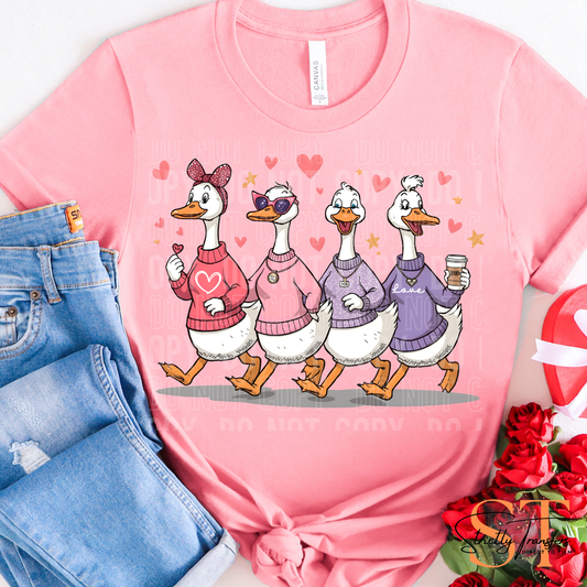 Valentine Geese Direct to Film Transfers