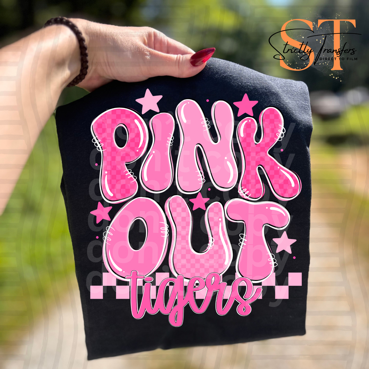 Pink Out Bubble Mascots Direct to Film Transfers