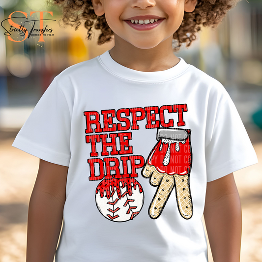 Respect the Drip Baseball Glove - 10 Color options Direct to Film Transfers