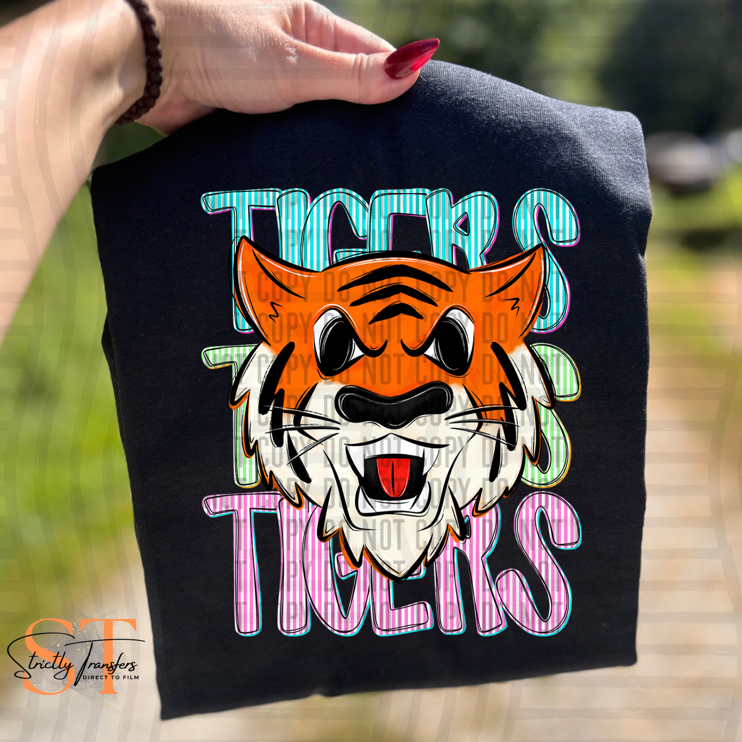 Tigers Seersucker Mascot Head Direct to Film Transfers