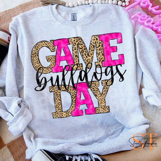 Leopard Pink Game Day Bulldogs Direct to Film Transfers