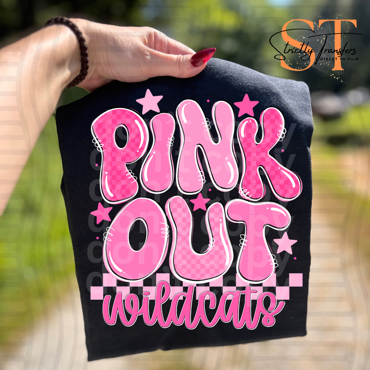 Pink Out Bubble Mascots Direct to Film Transfers