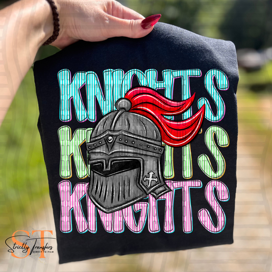 Knights Seersucker Mascot Head Direct to Film Transfers