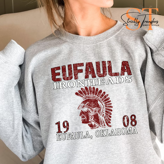 Eufaula Ironheads 1908 Weathered Direct to Film Transfers
